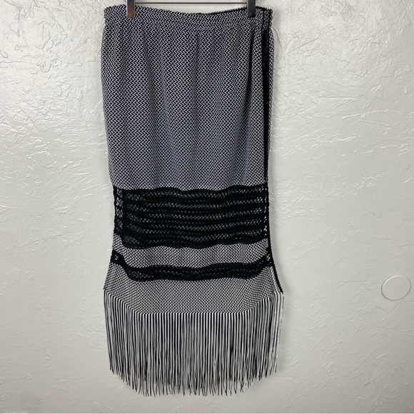 Jonathan Simkhai Resort Drawstring Fringe Knit Maxi Coverup Skirt medium - Picture 6 of 9